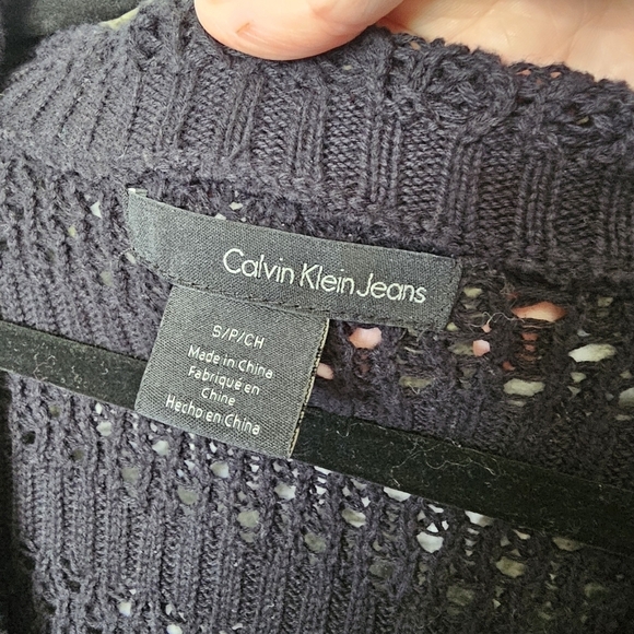 Calvin Klein Jeans Black Crochet Knit Swimsuit Cover Size S Small - Picture 5 of 11